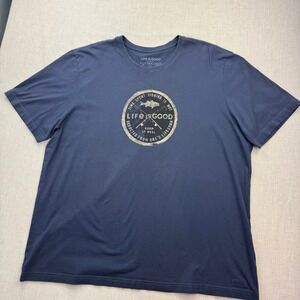 Life Is Good Fishing T-Shirt Mens XXXL Blue Crusher Tee Keep It Reel Gorpcore